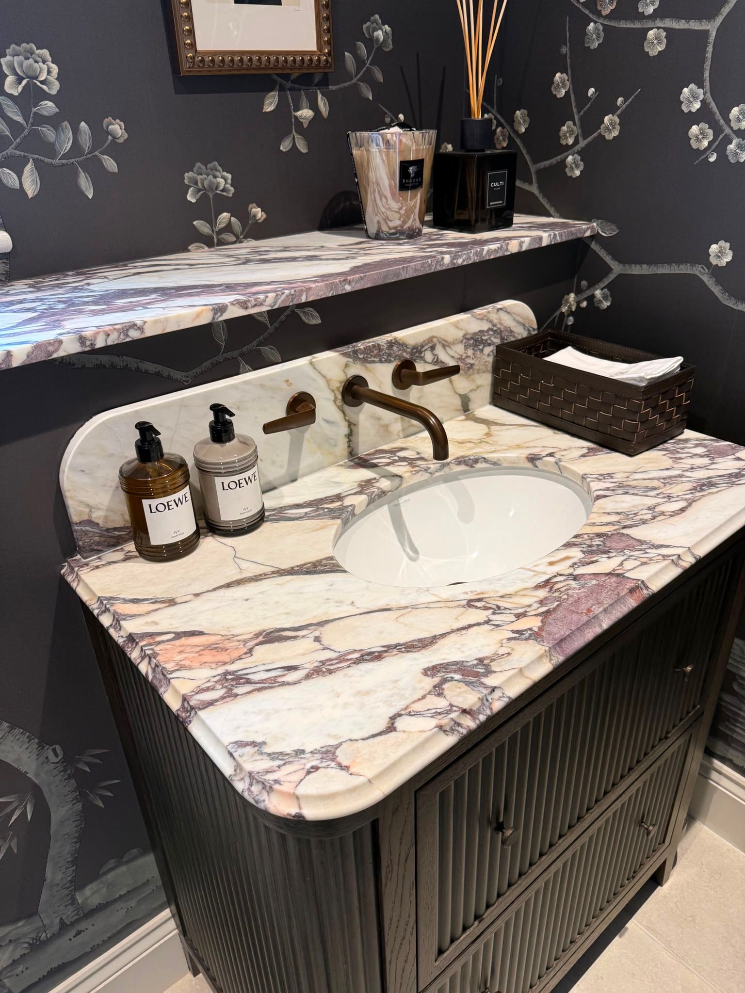 Calacatta Viola marble vanity worktop with ogee edge Calacatta Viola marble vanity worktop with ogee edge by RH Stone Surfaces