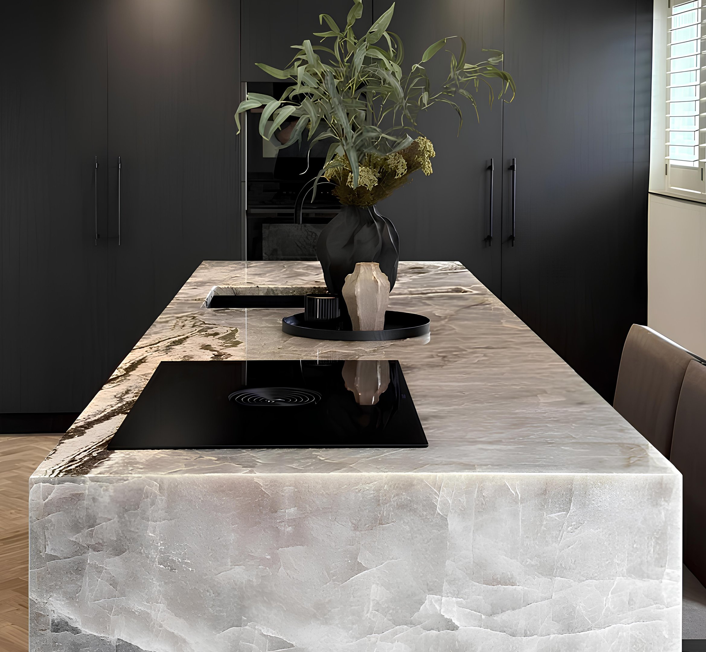 Natural quartzite slab selected by RH Stone Surfaces